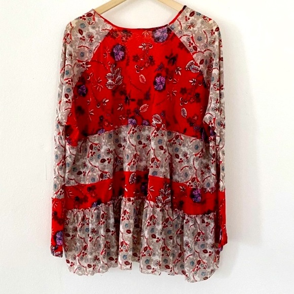 Free People Boho Long Sleeve Floral Blouse - Picture 5 of 10